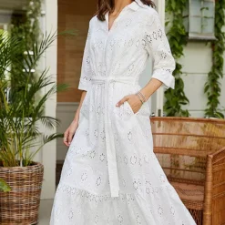 Together! Together White Broderie Shirt Dress -Outlet Seraph Dress Store Together White Broderie Shirt Dress48J237FRSP W04