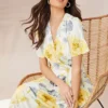 Together! Together Yellow Print Jersey Dress