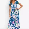Bonprix Belted Floral Maxi Dress