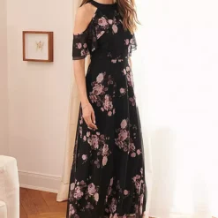 Bonprix Cold Shoulder Floral Print Maxi Dress